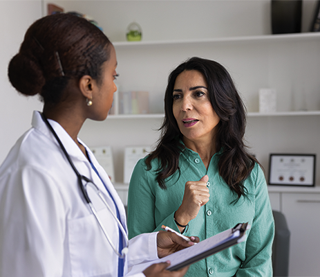 Woman with healthcare provider